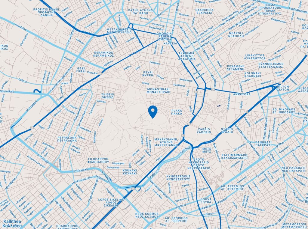 mapa da acrópole de Atenas